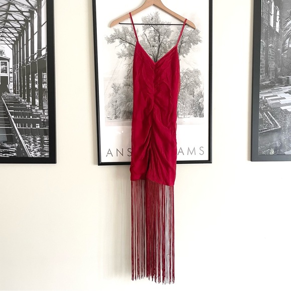 Vineet Bahl Anthropologie Red Sleeveless V-Neck Fringe Maxi Dress NWT Medium - Picture 7 of 16